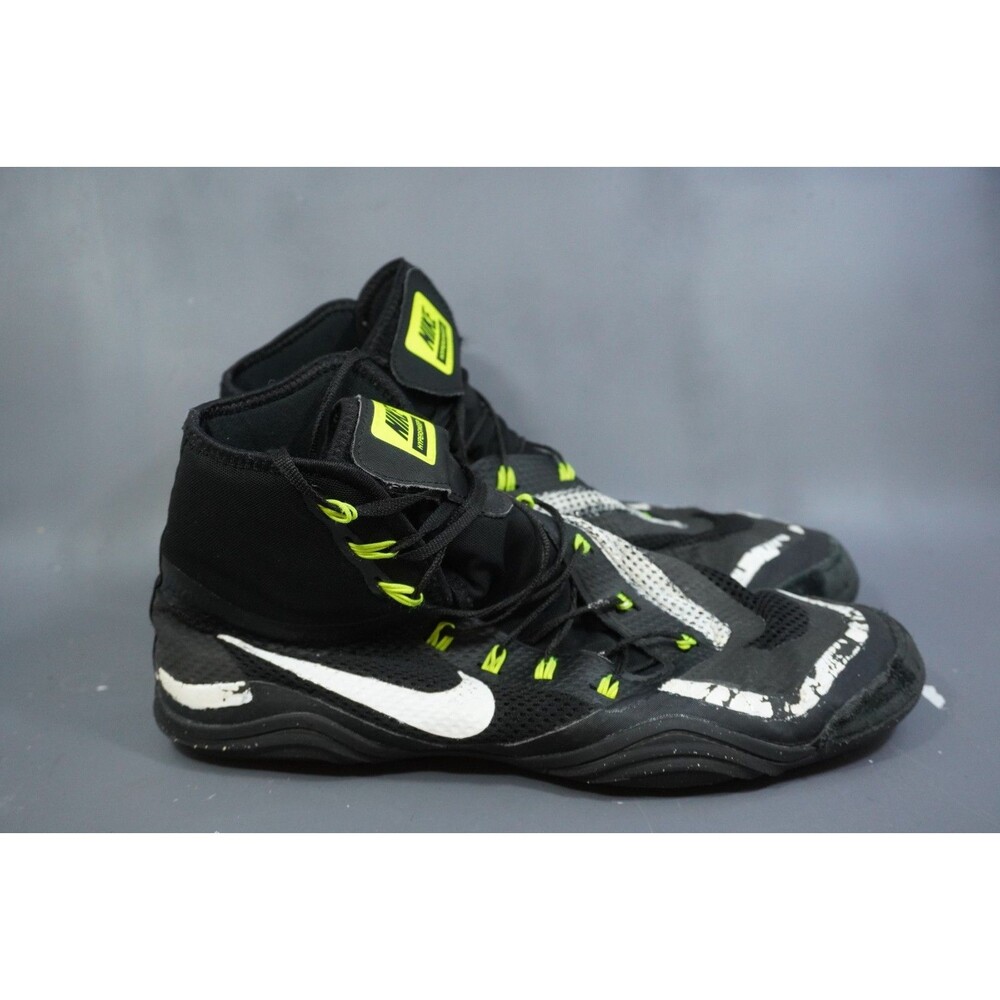 Nike Hypersweep Black Volt Green Wrestling Shoes Lace Up 717175-017 Mens Sz 10.5